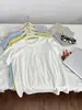 Camiseta de Color Sólido con Cuello Redondo y Manga Corta de Tencel + Lino con Costura Trasera, Estilo Nuevo, Fresca y con Caída, Top Holgado y Versátil