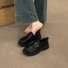 Sapatos de Couro Uniformes Pequenos para Mulheres, Mocassins de Solado Grosso de Alta Qualidade, Sapatos de Couro Retrô Estilo Britânico para Mulheres, Versátil