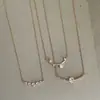 Set de brocas con sentido del diseño, colgante de tubo curvo de circón, collar de oro rosa para mujer, gargantilla de lujo ligero de nicho, cadena para clavícula