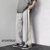 Pantalones casuales con cinta de costura retro americana de calle principal europea y americana 2023 para hombre, pantalones rectos de pierna ancha con drapeado, marca de moda deportiva de primavera y verano