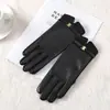 Guantes de Cuero Cálidos para Mujer Pu Para Exteriores Lindos de Invierno Forrados de Felpa A prueba de Viento para Ciclismo A Prueba de Frío para Conducir Engrosados Guantes con Pantalla Táctil