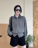Otoño e Invierno Nuevo Tejido de Punto Transfronterizo Cárdigan para Mujer Estilo Coreano Falso Dos Piezas Holgado Patchwork de Mezclilla Top de Punto Cárdigan para Mujer
