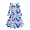 Popular Europeo y Americano Transfronterizo Amazon Estampado Digital 3D Dibujos Animados Ballena Azul y Delfín Vestido Casual de Manga Larga para Niñas