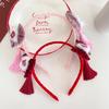 Año Nuevo para Niños Bola de Pelo Borla Tarjeta para el Cabello Lazo de Terciopelo Vintage Pasador para el Cabello Diadema de Princesa para Niñas Accesorios Festivos para el Cabello