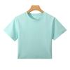 Camiseta Feminina com Gola Redonda, Manga Curta, Algodão Puro Canelado, Corte Justo, Cropped, Camiseta Básica Tendência de Verão para Mulheres