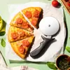 Cuchillo para pizza de acero inoxidable con rueda para cortar pizza transfronterizo, cuchillo de acero inoxidable para hornear en la cocina, cortador de tarta de una sola rueda para cortar pizza