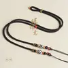 Collar Cadena para Clavícula Colgante de Ágata Dzi de Xizang Cuerda Trenzada Joyería Versátil Literaria y Artística para Hombres y Mujeres Cuerda Negra Fabricante Venta al por Mayor