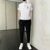 Conjunto de Seda Helada Refrescante Verano Camiseta de Secado Rápido y Pantalones Largos Conjunto Casual Deportivo de Dos Piezas [Conjunto de Manga Corta y Pantalones Largos]