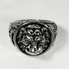 Anillo de león negro tailandés plateado europeo y americano retro retro personalidad creativa dominante animal cabeza de león anillo pulsera