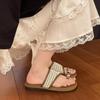 Sandálias Planas com Argola no Dedo para Mulheres, Estilo Novo 2025, Adequadas para Usar no Verão com Vestidos, Sandálias Romanas Trançadas Retrô, Calçados de Praia