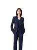 Traje de Negocios de Alta Gama Cruzado con Mangas Largas y Cuello Pequeño para Viajes Diarios, Chaleco y Pantalones para Mujer, Nueva Tendencia Otoño e Invierno