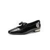 Estilo de Dama Joven~Zapatos Mary Jane de Satén con Perlas y Moño 2026 Tacón Bajo Grueso Punta Redonda Zapatos de Mujer de Piel Genuina