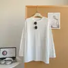 Blusa Solta de Algodão com Manga Raglan Longa e Proteção Solar, Estampa de Flocos de Neve, Cor Sólida, Comprimento Médio, Modelagem que Emagrece, para Mulheres