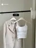 Camisola Sexy de Algodão com Renda Emendada e Bojos Fixos para Uso Interno e Externo, Seios Pequenos Parecem Maiores Regata Básica
