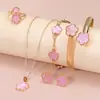 Venda Quente Transfronteiriça Conjunto de Joias Flor da Sorte Pulseira de Acrílico Pulseira Colar de Trevo Anel Brincos para Mulheres Atacado