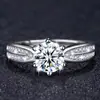 Anillo de moissanita con seis filas de diamantes y seis garras de Starlight Queen en plata 925 con transmisión en vivo, ligero y lujoso, con diamantes sueltos de 1 quilate.