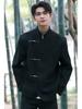 Nuevo traje de túnica china de estilo chino para hombres y hombres, traje atractivo con cuello negro, chaqueta, traje de compromiso de boda de alta gama.