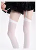 Medias Blancas de Tirantes Hasta la Rodilla, Medias Largas Sexy de Terciopelo Puro Deseo, Medias Negras Hasta el Muslo Estilo Japonés JK para Mujer