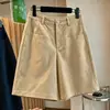 [Cinco Cores] Verão 2026 Novas Calças Finas de Cinco Pontos Femininas Retas de Perna Larga Shorts Casuais