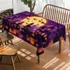 Nova toalha de mesa de Halloween transfronteiriça, poliéster estilo gótico escuro com estampas de abóbora e corvo, toalha de mesa para festa de feriado