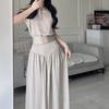 Estilo Socialité Francés, Sencillo y Elegante, Conjunto de Chaleco sin Mangas de Alta Gama y Pantalón Falda de Pierna Ancha para Mujer, Nuevo Conjunto de Dos Piezas Estilo Chino para Verano