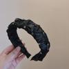 Mesmo Estilo de Zhao Lusi ~ Faixa de Cabeça de Couro de Alta Qualidade com Diamantes e Bordas Largas para Mulheres, Acessórios de Cabelo Estilo Francês Retrô, Faixa de Cabeça Alta para Crânio