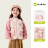 Jaqueta Veludo Dupla Face Família Dudu para Meninos Outono e Inverno Roupa Infantil Manga Longa Roupas para Meninas Roupas para Bebês e Crianças