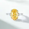 Anillo de Plata de Ley S925 para Mujer, Anillo Grande de Diamante Huevo de Paloma, Anillo de Boda, Diamante de Alto Carbono Corte Flor de Hielo, Diamante Amarillo, Diamante Rosa, Anillo de Lujo Ligero