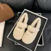 Zapatos de Felpa Mary Jane Cálidos Redondos de Punta, Modernos y Elegantes para Mujer, Zapatos Planos de Algodón para Exteriores de Invierno