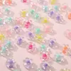 Contas florais transparentes com cor interna, contas de flor macaron de cinco pétalas com furo passante, acessórios artesanais DIY, materiais para miçangas atacado