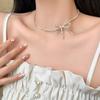 Collar Lazo Plateado Moda de Verano para Mujer Cadena Hueso de Serpiente Diseño Nicho Gargantilla Cadena para el Cuello Cadena Clavícula