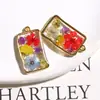 Retro Fresco Bosque Aleación Pegamento Flor Seca Rectangular Correa Colgante DIY Pendientes Pendientes Accesorios Material