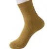 [Algodón por dentro y por fuera] Calcetines de doble puntada Liaoyuan, calcetines de algodón finos para mujer a rayas y de color liso, engrosados, de media pantorrilla, al por mayor