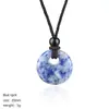 Pendente de Cristal Natural Paz 20mm Pedra Versátil Esculpida Buraco Grande Redondo Pingente Princesa Colar Presente de Natal