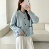 Novo cardigã de tricô com tranças, gola redonda, color block, estilo versátil e suave, de caimento solto, para mulheres, macio e aconchegante para outono e inverno