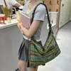 Bolsa de Ombro com Cordão Plissada Estilo Coreano com Estilo Artístico, Bolsa Transversal de Ombro Único Casual e Versátil