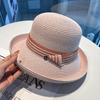 Sombrero de Paja Rizado Rayado Estilo Coreano Sombrilla de Paja para el Sol de Verano Sombrero de Moda al Aire Libre Popular en Internet Transpirable Sombrero Protector Solar para Mujer