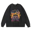 Sudadera Pesada Lavada Vintage para Comercio Exterior, Estilo Hip-Hop Urbano Anime Americano, Sudadera de Algodón One Piece Luffy Zoro para Todas las Estaciones