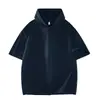 Sudadera de Manga Corta para Montañismo al Aire Libre para Hombre con Capucha Camiseta de Verano de Seda de Hielo de Secado Rápido Fina Deportiva Casual Top de Corteholgado