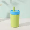 Atacado do Fabricante Novo Modelo Copo Térmico de Aço Inoxidável Camada Dupla 12oz Copo com Canudo Infantil Portátil para Viagem de Carro Copo de Café