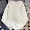 Nueva sudadera versátil de color sólido estilo japonés con cuello redondo, manga larga, para otoño e invierno, camiseta básica, ropa para hombre de manga larga de marca trendy ins