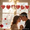 Juego de 6 Adornos Colgantes Huecos de Madera con Forma de Corazón de Doble Capa, Decoraciones para el Día de San Valentín, Juego Temático de Pareja, Regalo para el Día de San Valentín