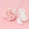 Flores Artificiales de Lana Hechas a Mano Terminadas Flores Artificiales Rosa Francesa Flores Inmortales Decoración del Hogar Ramo de Boda Arreglo Floral