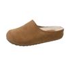 Novidade Outono e Inverno Feminino Estilo Retrô Feio-Fofo Meia-Pantufa com Salto Embutido, Sapatos de Algodão Peludo, Meia-Pantufa Fechada na Ponta, Estilo Retrô