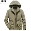 Chaqueta con capucha para trabajo transfronterizo para hombre con terciopelo grueso, otoño invierno, holgada, multibolsillos, ropa de invierno para papá de mediana edad