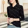 Camisa Polo de Manga Larga con Estampado de Cuerpo Completo, Cuello de Solapa, Estilo Coreano, Aspecto Adelgazante y Cómoda Camisa Base para Primavera y Otoño Transfronteriza