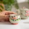 Juego de té de viaje con camelia pintada a mano, color bajo cubierta, una tetera, dos tazas, tetera de cerámica portátil para exteriores