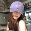 Gorra de Béisbol Lavada Vintage de Alta Calidad con Efecto Desgastado para Mujer, Ala Ancha, Gorra Morada que Hace que la Cara Parezca Más Pequeña, Moderna
