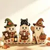 Decoración de Calabaza Fantasma Gato Negro de Madera para Halloween Habitación Escritorio Decoraciones Festivas Artesanías de Madera