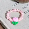 Laço de Cabelo Flor Tulipa Fofo e Delicado, Scrunchie de Seda Gelada, Elástico de Alta Elasticidade, Corda para Rabo de Cavalo, Acessório de Cabelo
